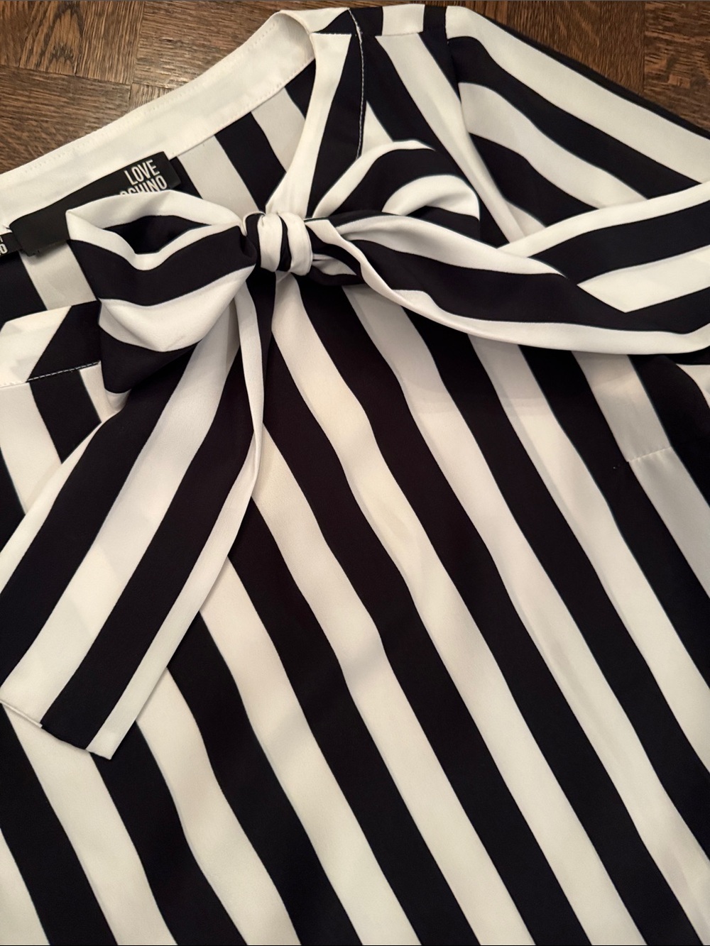 Moschino Black and White Striped Tie-Neck Women's Dress size 40 - Picture 3 of 7